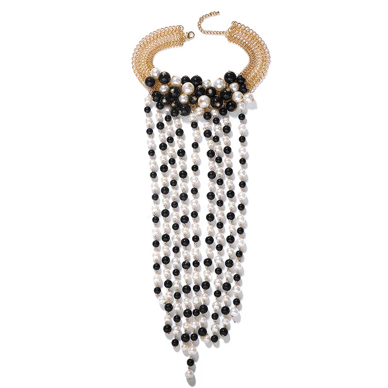 

Женское многослойное ожерелье с жемчужными бусинами, свадебное ожерелье невесты, ювелирное изделие, ожерелье с широкой цепочкой