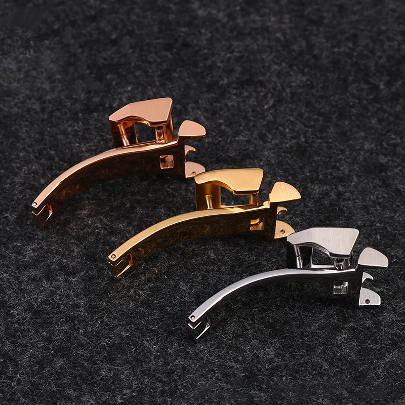 High Quality Stainless Steel Folding Clasp 18mm Gold And Rose Gold Watch buckle For IWC  Watch strap accessories