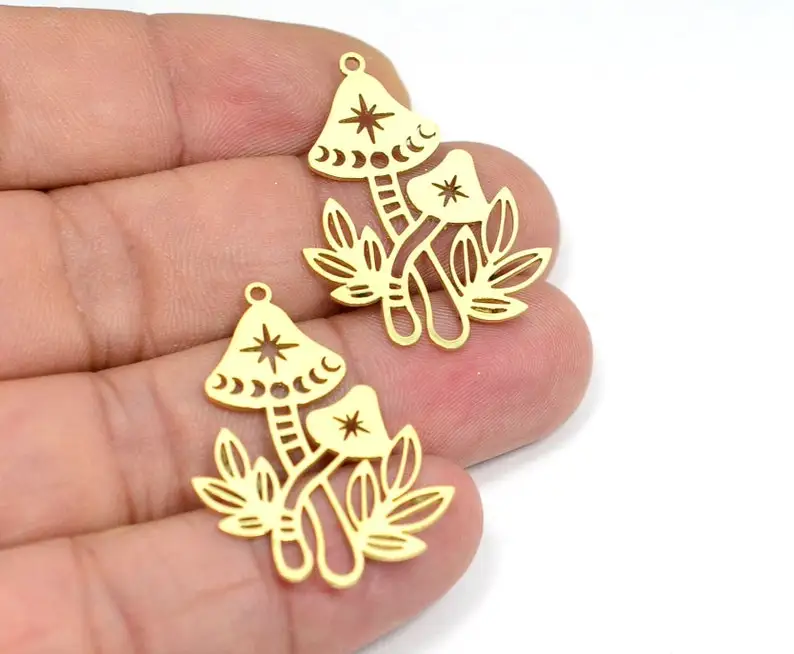 Латунные подвески в виде грибов 2/6/12/24 шт. латунные Подвески 24x33 мм для сережек