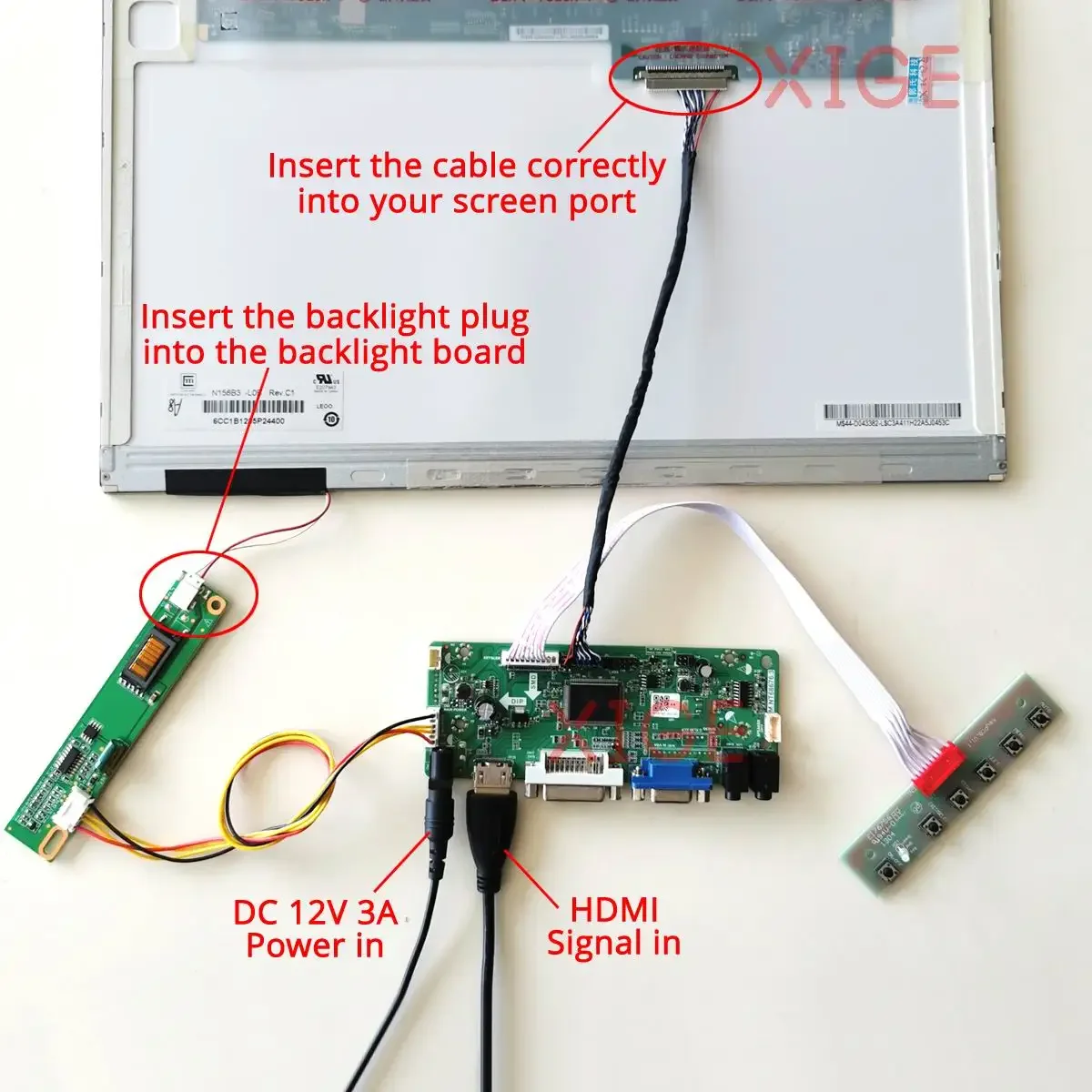 Фото Плата контроллера дисплея LCD M.NT68676 для B152EW01 V.0/V.1/V.2 1-CCFL HDMI+DVI+VGA 1280*854 1280x854 20-контактный LVDS DIY-комплект №4