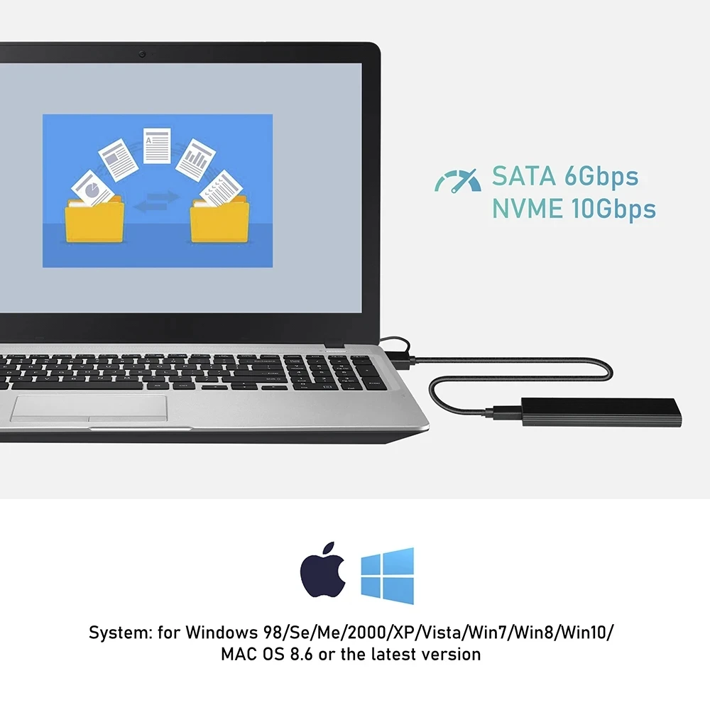 Внешний корпус M2 SSD двойной протокол M.2 SATA NVME к USB адаптеру 10 Гбит/с USB3.1 Gen2 C