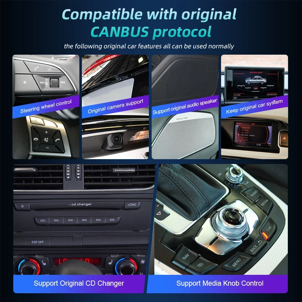 Фото Linux беспроводной CarPlay для Audi A4 B8 A5 2008-2017 авто радио автомобильный мультимедийный плеер стерео GPS Navi экран №4