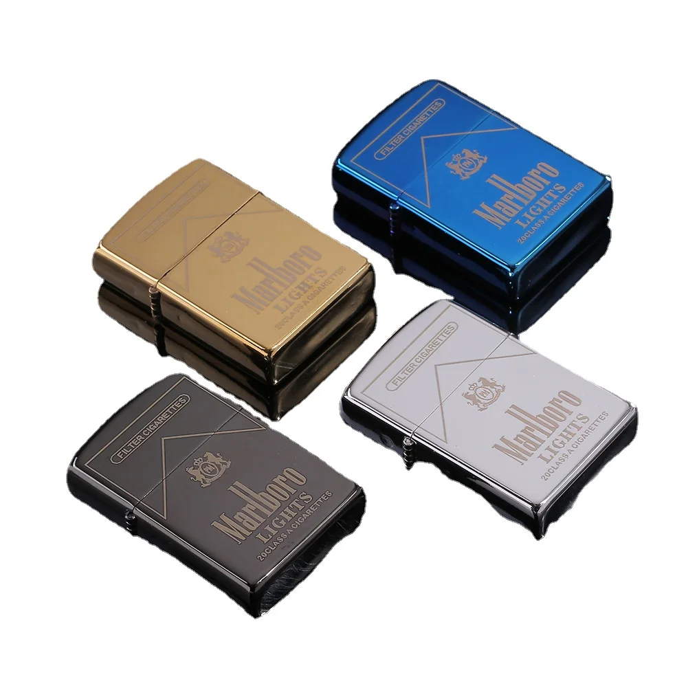

Vintage Cigarette Box Charm Lighter Metal Windproof Kerosene Lighter Frosted Gifts Cigarettes Lighters (No Fuel Include)