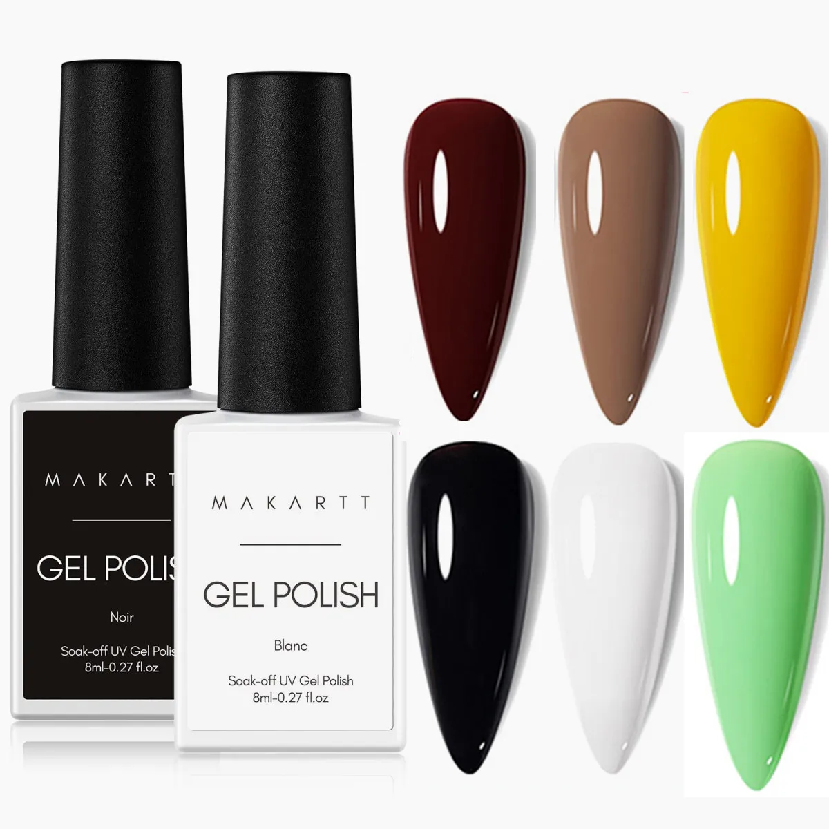 Makartt Black White Nail Gel Polish Kit Holographic Gel Polish Set Soak Off UV LED Gel Varnish Manicure Nail Art