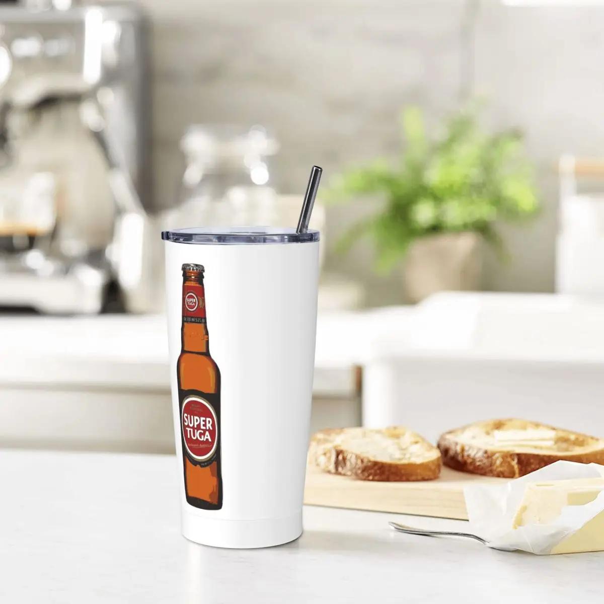 Фото Стакан Super Bock из нержавеющей стали, кружка с вакуумной изоляцией, термохолодная бутылка, соломинки с крышкой, 20 унций №5