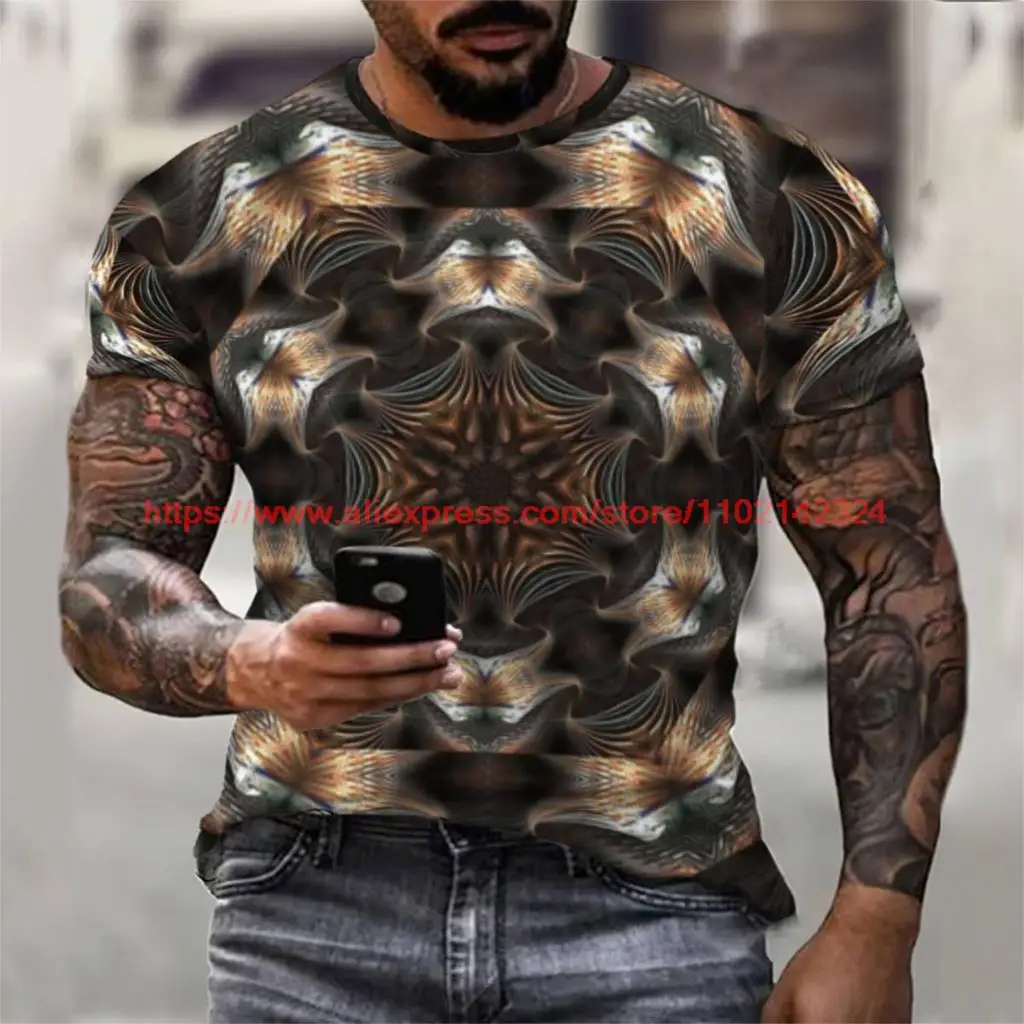 

Novelty Image Kaleidoscope Creative Art 3D Printing Men's T-Shirt Short Sleeve Fashion Casual Retro Harajuku Street Hip Hop Fun