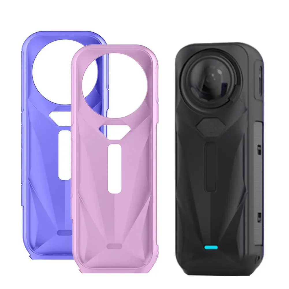 Фиолетовыйсиний для Insta360 X5, силиконовый защитный чехол, панорамный корпус камеры, объектив, аксессуары против падения и царапин Q6C6 (art.: 3920ceca0d387) - 3920ceca0d387