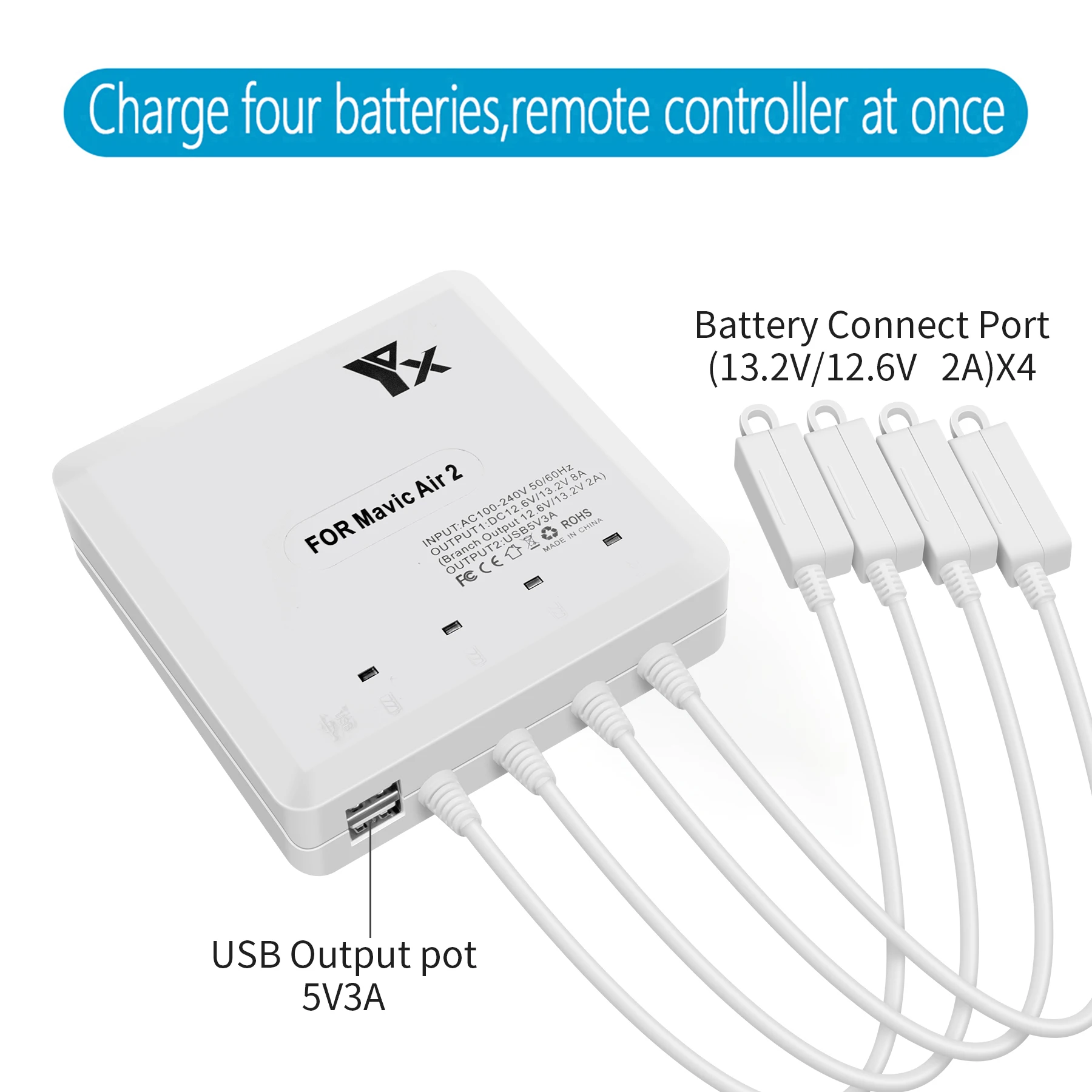Зарядное устройство 6 в 1 для Mavic Air 2 /2S дрона с USB-портом |