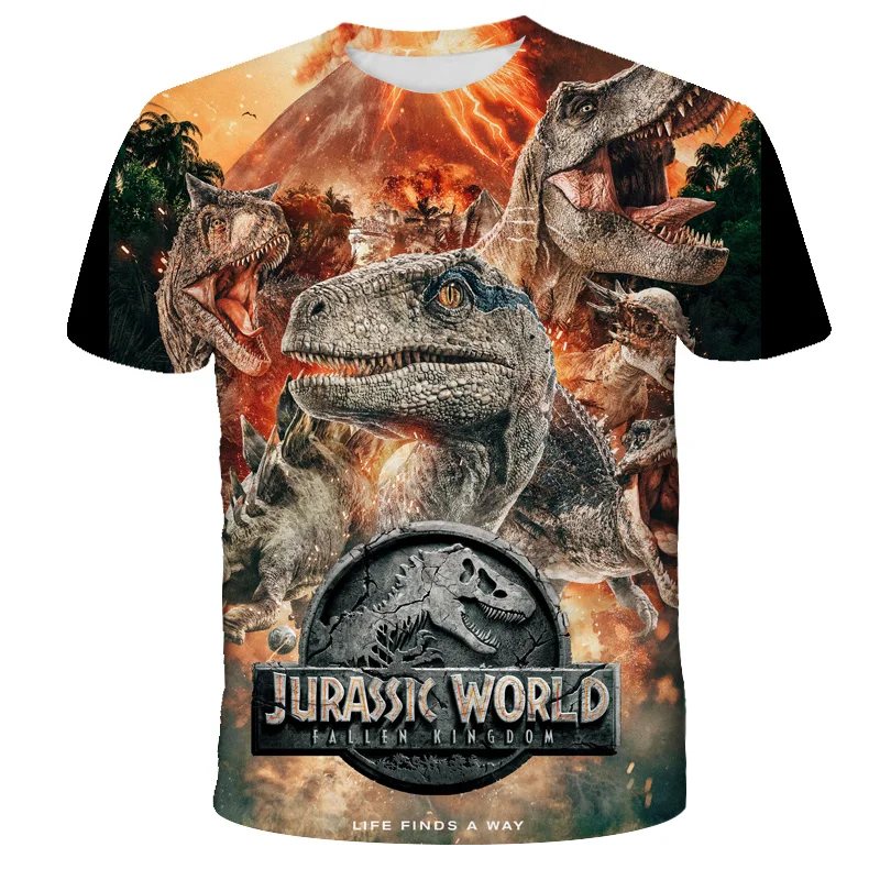 Jurassic World T-Shirt New 2022 Dinosaur Girls Jurassic World Dinosaur Clothes Boys Fashion Children's Cartoon Dinosaur Clothing 