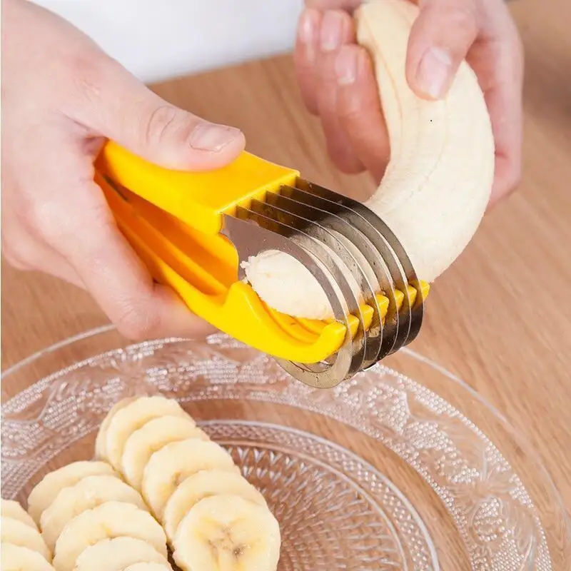 

Banana Slicer Fruit Vegetable Sausage Slicer Stainless Steel Banana Cutter Salad Sundaes Tools Cooking Tools Kitchen Accessories