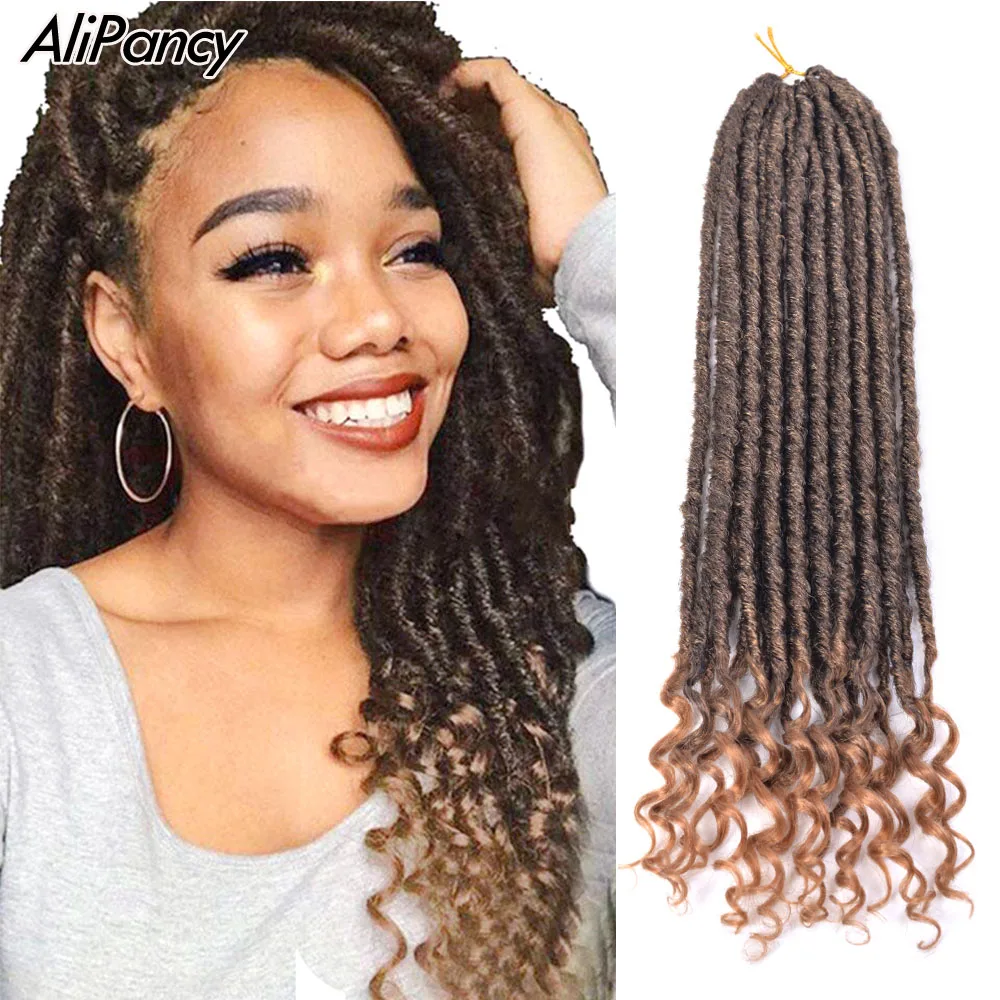 For Women 18inch Synthetic Goddess Faux Locs Crochet Hair Locs Crochet Braids With Afro Curls Ends Braiding Hair Extensions