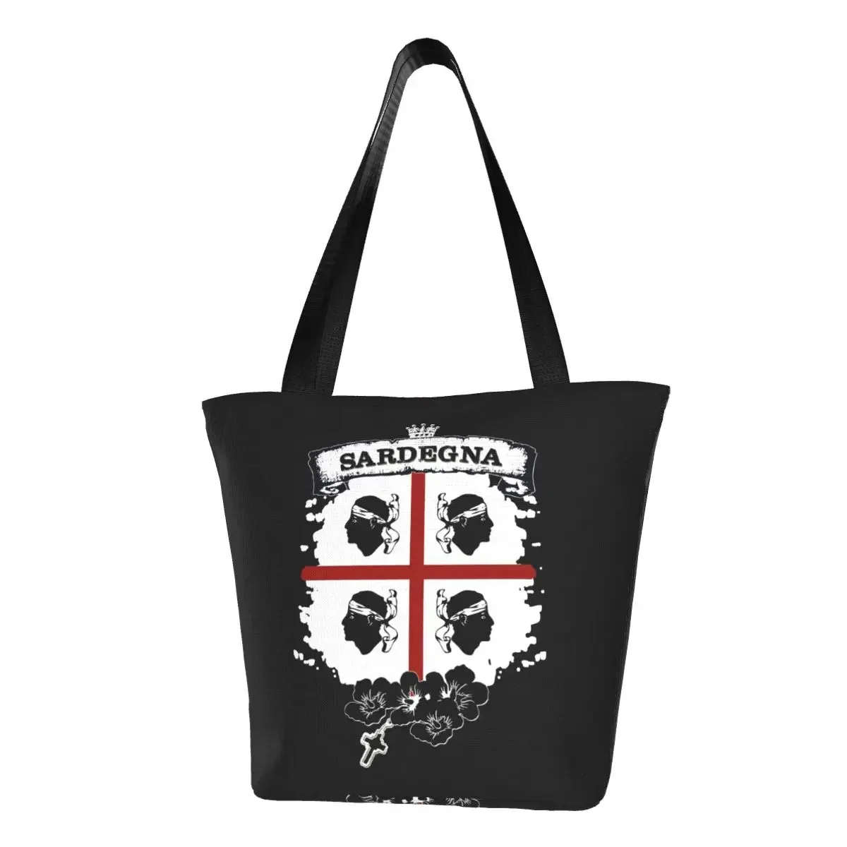 

Индивидуальный флаг Сардинии, тканевые сумки для покупок с четырьмя мотивами, женские моющиеся сумки для продуктов, Италия, Сардиния, герб оружия, сумки-тоуты для покупок