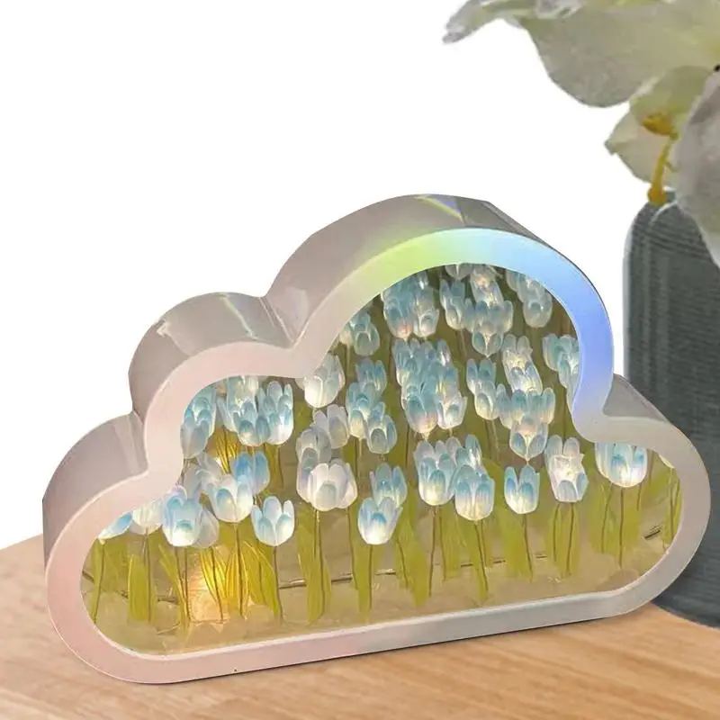 

DIY Tulip Night Light Cloud Tulip DIY Lamp Romantic Bedside Lamp Decor Portable LED Tulip Table Lamp For Friends Girl Couple