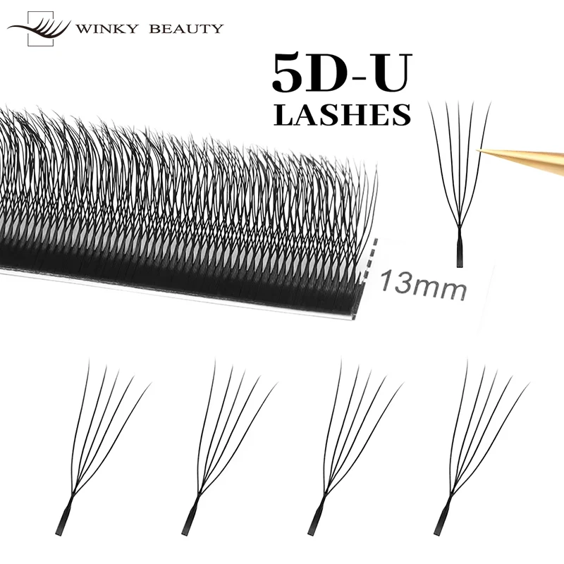 winky beauty U3DW U4DW U5DW Ручной работы Матовые черные накладные ресницы Натуральные U-образной формы Премиум-качества Мягкие 0.07 Веерки W Bloom Lashes (art.: 3920dd1dc957c) - 3920dd1dc957c