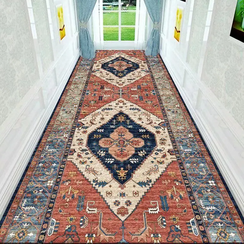 

Wedding Lobby Carpets Floral Rose Carpet Hallway Runners Coffee Table Blanket Pastoral Style Cushion Corridor Non-Slip Decor