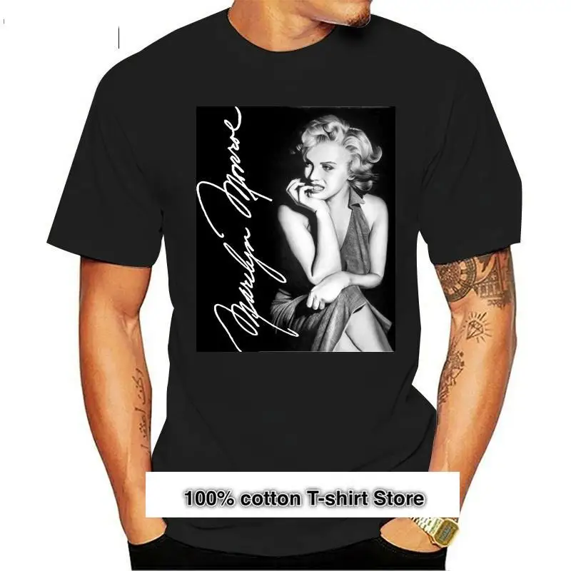 

Camiseta morada en negro para hombre y mujer, remera de Marilyn Monroe, playera para mujer