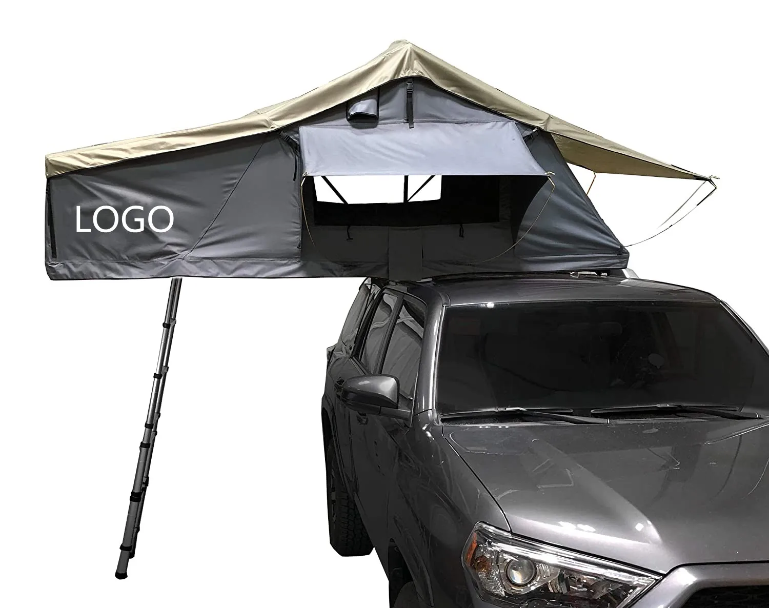 

Woqi China Factory Extended Roof Top Tent - Dark Gray Base with Green Rain Fly