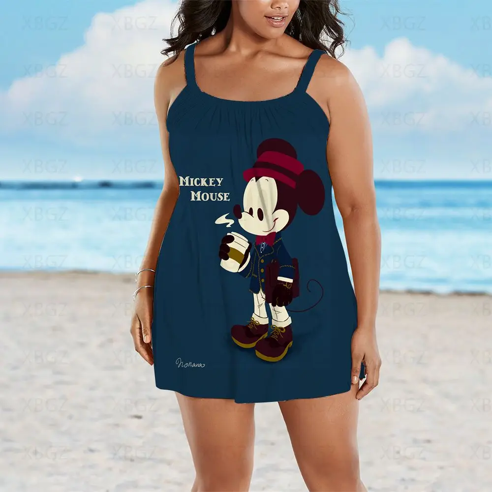 

Plus Size Summer Outfits Beach Dress Women's Dresses Free Shipping 9XL Mickey Woman 2022 Boho Cartoon Minnie Mouse Print Loose