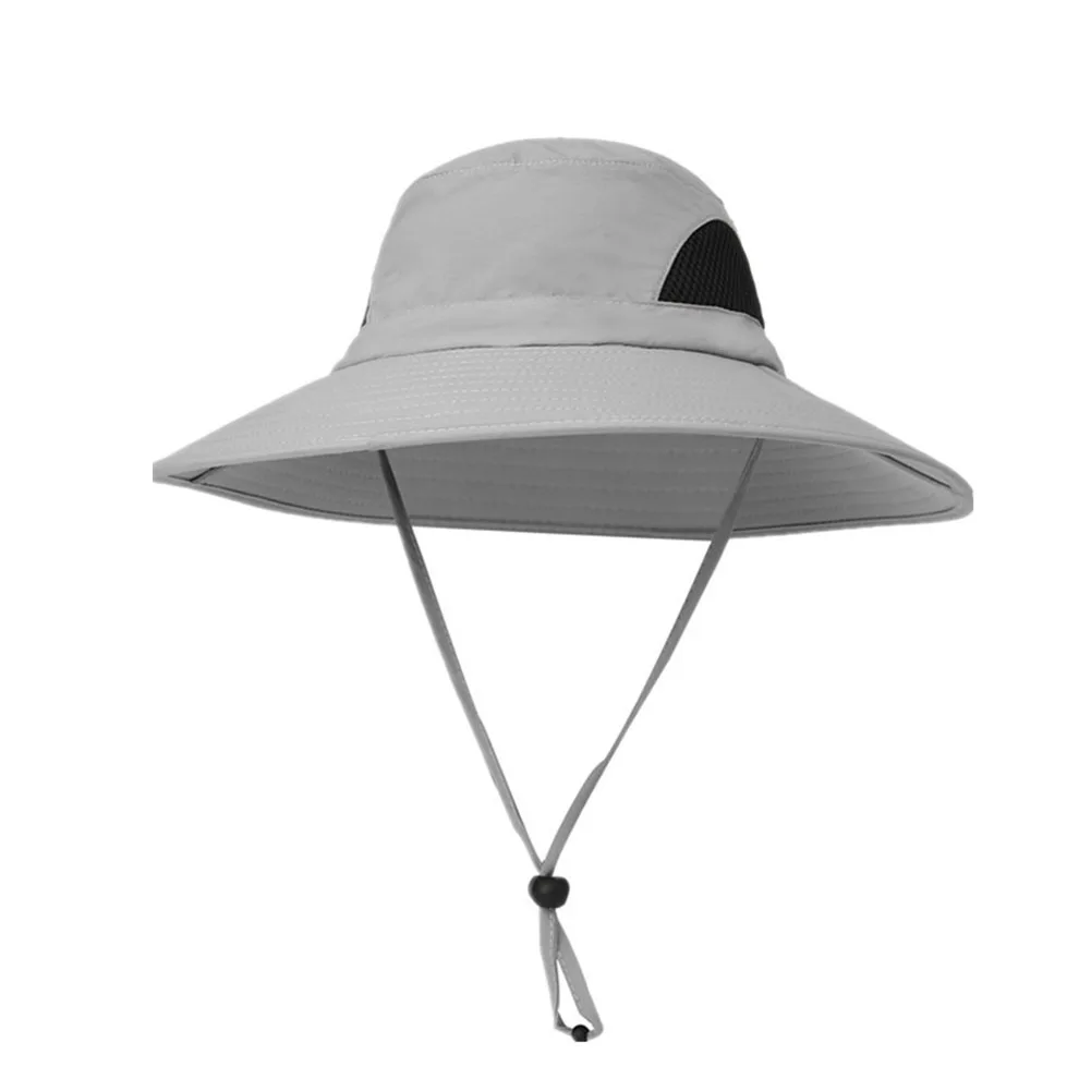 

Fishing Showerproof Mesh Crown Wide Brim UV Protection Summer Men Bucket Hat Outdoor Breathable With Adjustable Strap Foldable