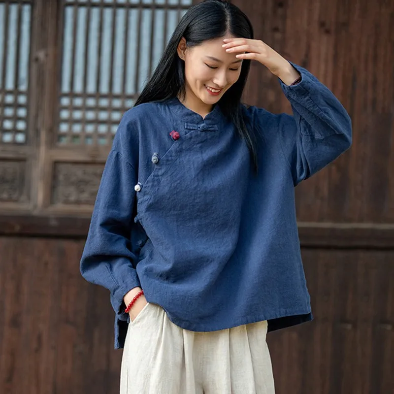 Женские повседневные футболки с длинным рукавом в китайском стиле новинка 2024
