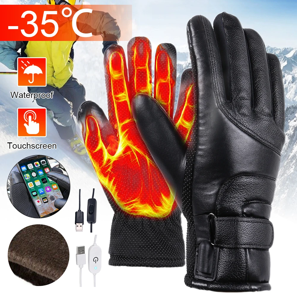 USB Warm Hand Heating Gloves Touch Screen USB Electric Heating Gloves Windproof Constant Temperature for Indoor Home Outdoor