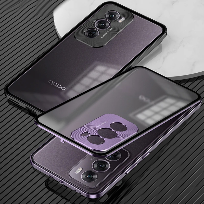 Магнитный металлический бампер для телефона OPPO Reno12 F Pro F27 5G матовая прозрачная