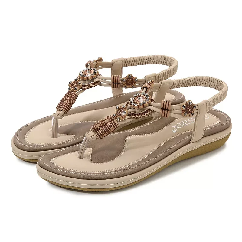 

sandals woman 2022 summer beach shoes female ethnic slippers bohemia sandals ladies shoes elacstic band
