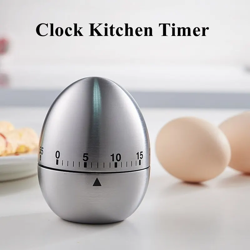 

1pcs Stainless Steel Egg Clock Kitchen Timer 60 Minutes Mechanical Alarm Egg Timer Countdown Cooking Tools Dropshipping