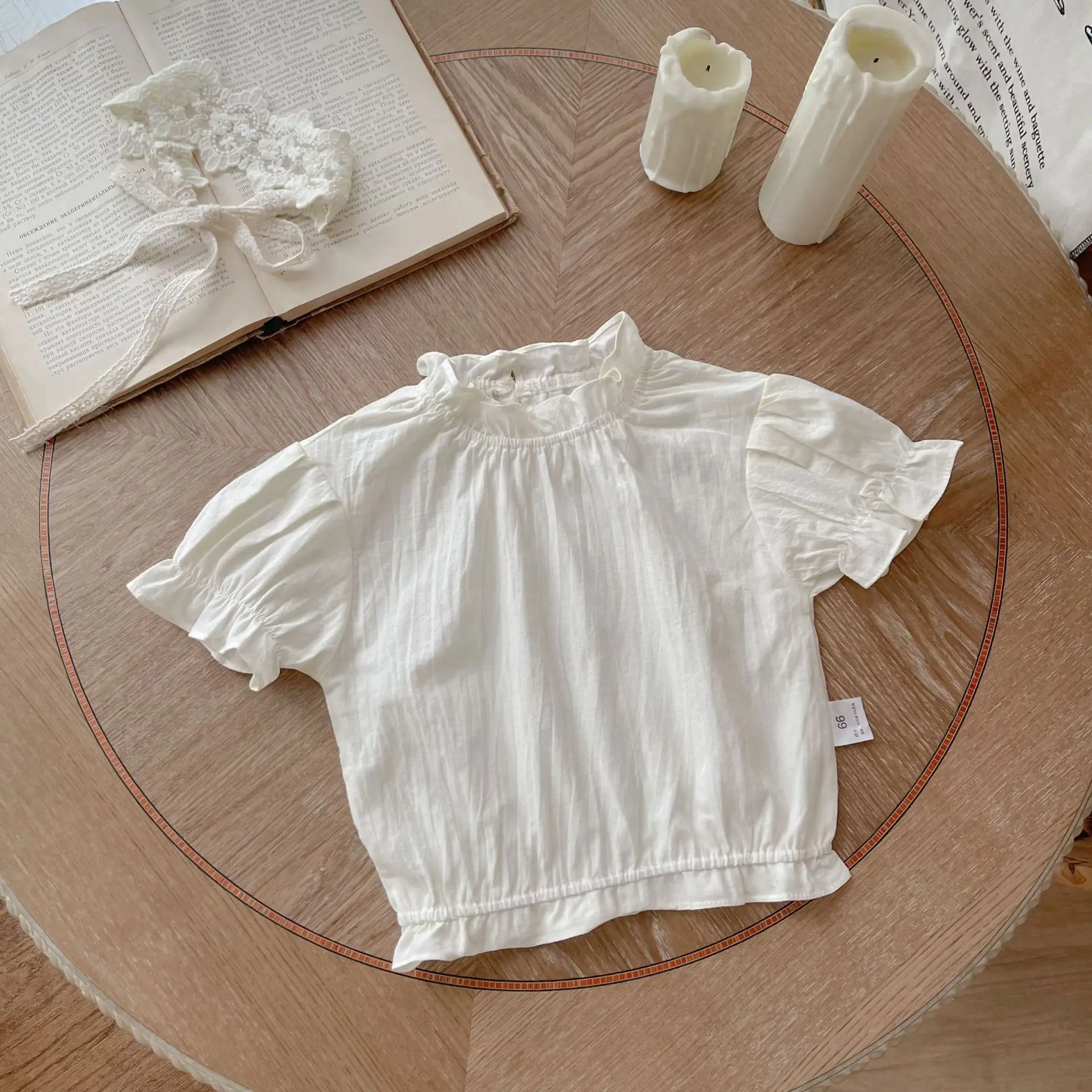 

Girl Baby Solid Simple Ruffle Short Sleeves T-shirt Summer Clothes Newborn Kid Thin Casual Loose Tops Infant Cotton Tees Outfits