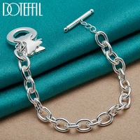 doteffil 925 sterling silver double butterfly pendant bracelet chain ot buckle for woman charm wedding engagement party jewelry