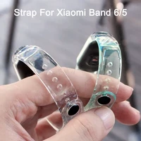 gradient color strap for xiaomi band 6 5 4 3 silicone wristband bracelet replacement tpu strap for xiaomi mi band 6 5 4 3