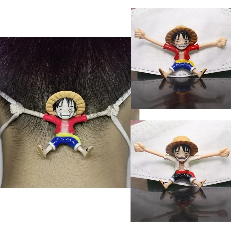 

5cm One Piece Anime Figure Luffy Mask Holder Band Extender Protector Ear Hook PVC Statue Collectible Model Kids Adults Doll Toys