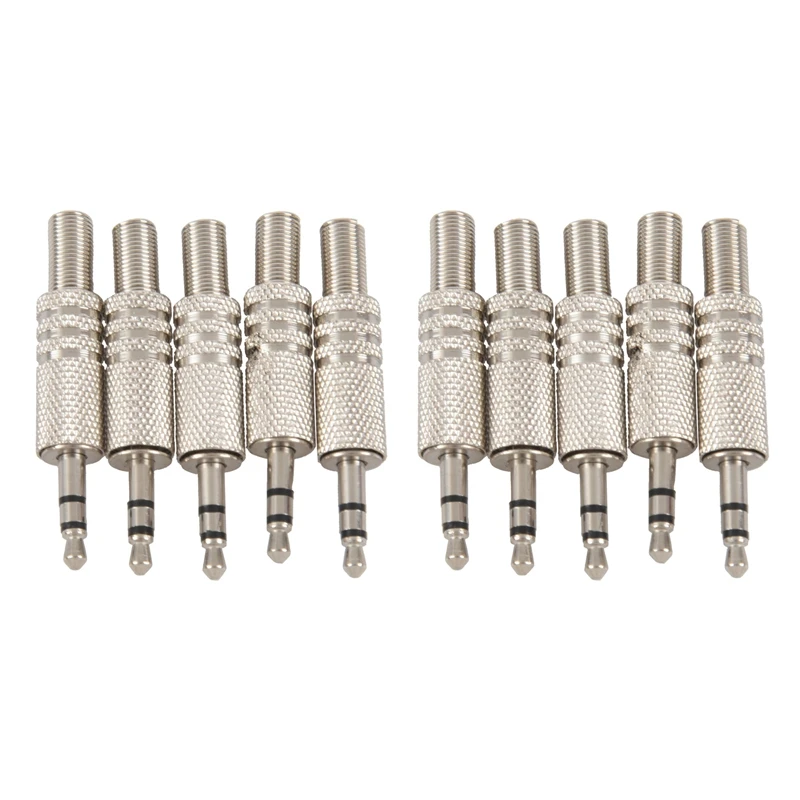 

10 X 3.5Mm 3 Pole Headphone Replacement Audio Jack Male Plug Soldering Connector