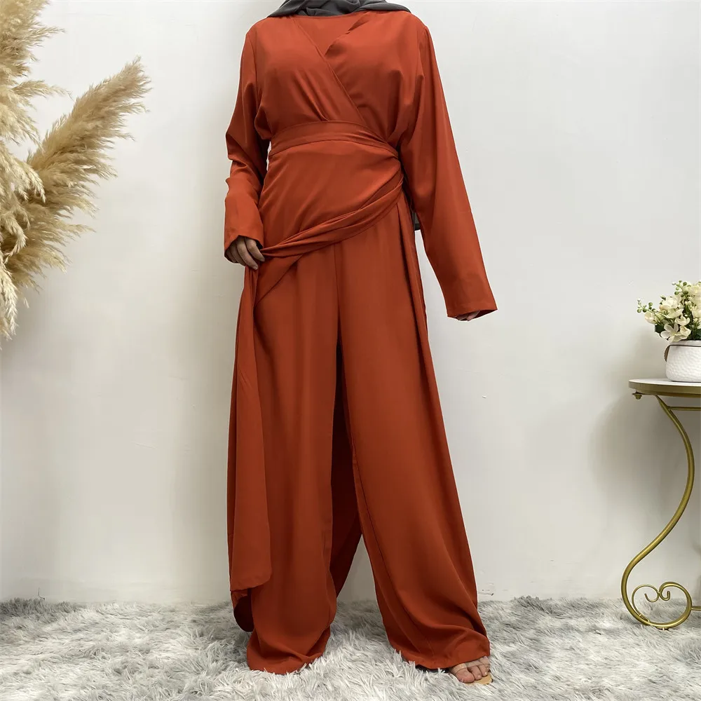 2023 New  Muslim Sets for Women modest outfits Fashion Large Swing 1-piece Jumpsuit Wide-leg Pants  абая женская Дубай