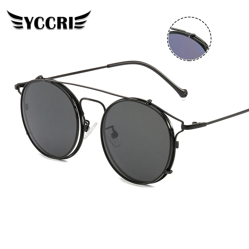 

UV400 Retro Metal 2 In 1 Clip on Sun Glasses Cat Eye Cat Eye Glasses Sunglasses High Quality Man Women Blue Light Gafas De Sol