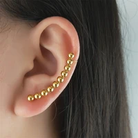 fashion beads ear cuff for women girl stainless steel gold color stud clip earrings trendy jewelry brincos feminino e9556s01