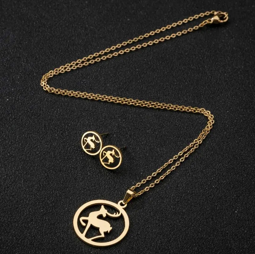 Ювелирные наборы Jisensp из нержавеющей стали Рождественский олень животное