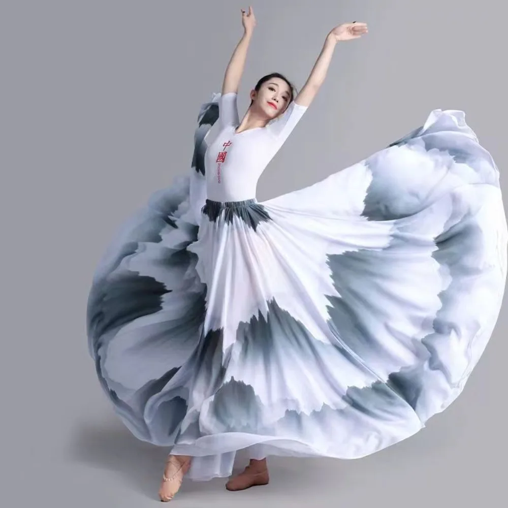 Элегантная балетная юбка с градиентом женская шифоновая Длинная Одежда для