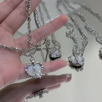 egirl sweet cool love heart pendant shiny zircon chains necklaces for women girlfriend gift korean fashion party club jewelry