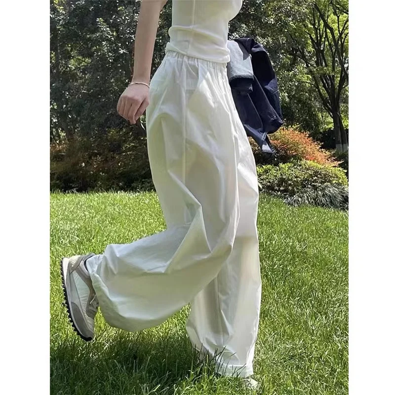 

Брюки женские прямые с широкими штанинами, тонкие свободные хлопковые штаны из вискозы, дизайнерская одежда для отдыха, белые, лето 2023