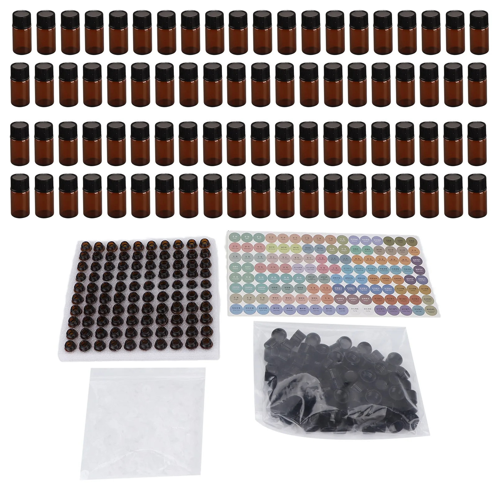 

100Pcs Essential Oil Bottles 3ml Mini Size Waterproof Durable Odorless Prevent Leakage Transparent 3ml Dropper Bottles