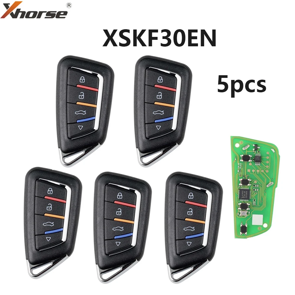 

5PCS Xhorse XSKF30EN Smart Key Knife Style 4 Buttons for VVDI Key Tool