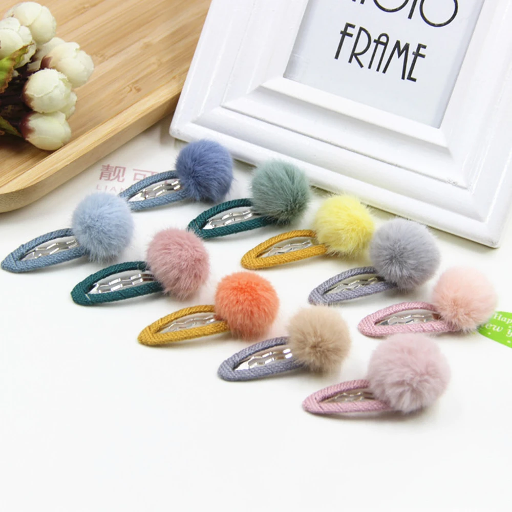 

5 шт./комплект, детские заколки для волос с помпоном