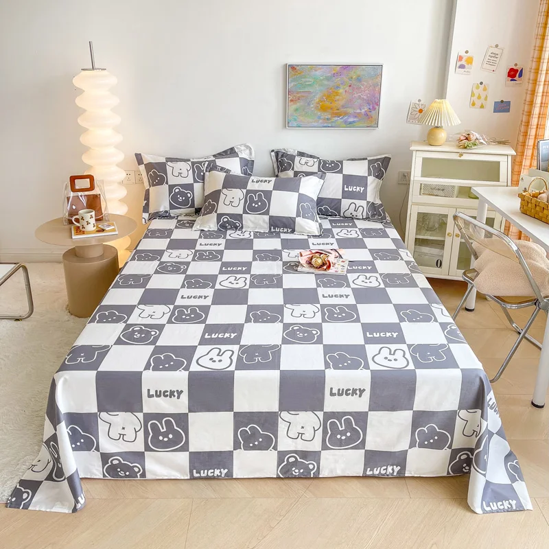 

QianTing New Product 1 piece 100% cotton printed large oversized flat sheets