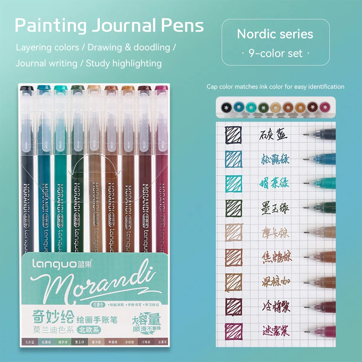 

Гелевые ручки Morandi, набор из 9 шт., тонкий наконечник 0,5 мм