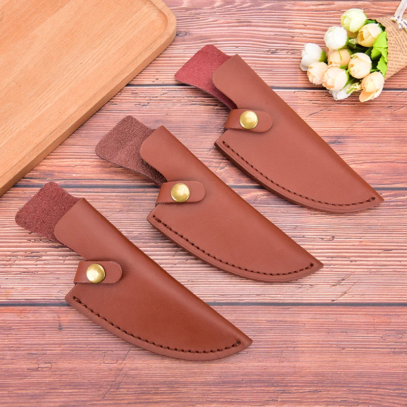

Leather Knife Sheath With Waist Belt Buckle Pocket Outdoor Knife Protective Cover Chef Butcher Kitchen Tools Full Tang Handle