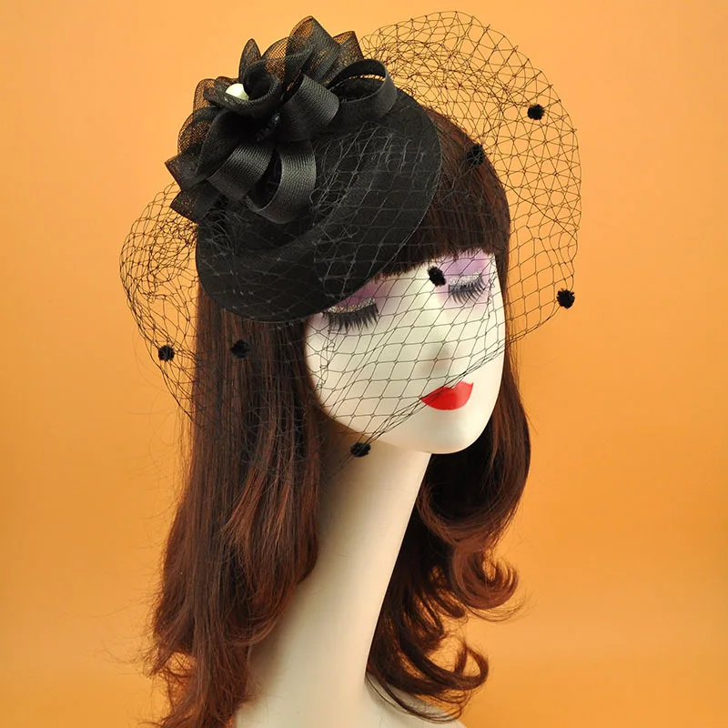 

Обложка для лица вуаль верхняя шляпа тиара женский винтажный аксессуар для волос Корейский Японский черный белый