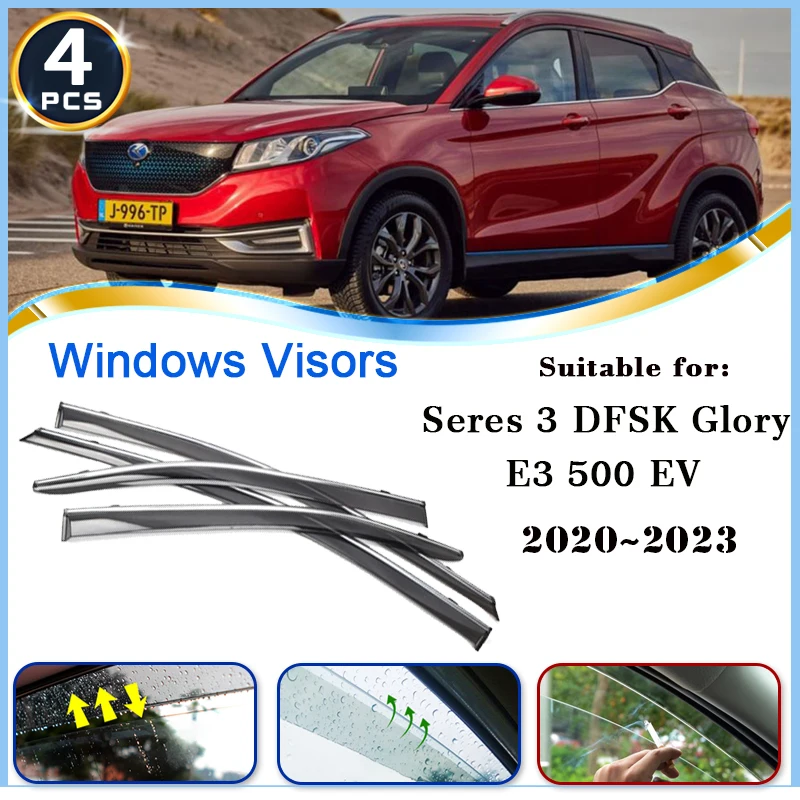 

4Pcs Deflectors for Seres 3 DFSK Glory E3 500 EV 2020~2023 2021 Accessories Car Side Window Visors Rain Eyebrow Guards Sun Visor