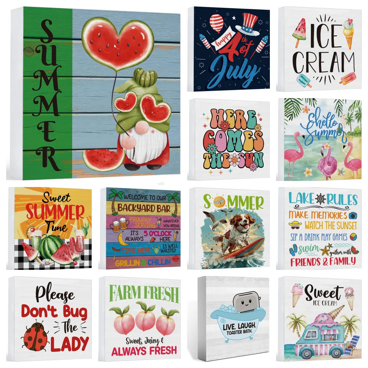 Привет Лето Деревянный Блок Знак В Пасторальном Стиле Декоративная Настольная