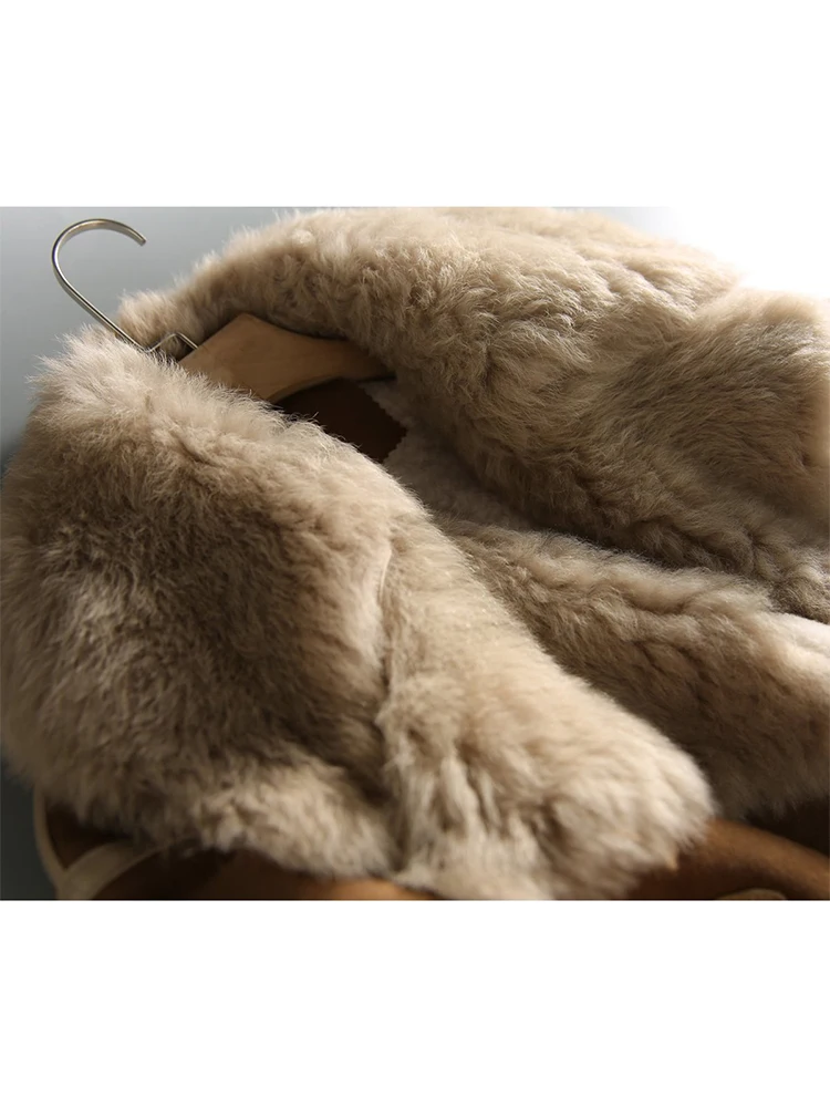 Lapel High-Grade Fur Integrated Fleece-Lined Thickened Lamb Wool Coat Women's Winter Casual Top